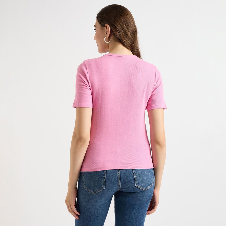 Ladies' Round Neck T-Shirt, Pink, large image number null