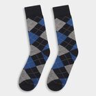 Men's Dark Gray and Light Gray Regular Fit Argyle Pattern Pack of 2 Socks, Navy Blue, small