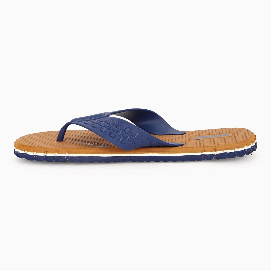 Men's Bright Navy Blue Slip-On Flip-Flops, टैन, large