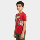 Boys Red Cotton Crew Neck Casual Half Sleeve T-Shirt, Red, small