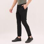 Men's Cross Pocket Slim Fit Casual Trousers , काला, small image number null