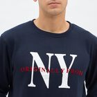Men's Deep Midnight Navy Blue Crew Neck Casual Sweatshirt, नेवी ब्लू, small image number null