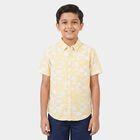 Boys Yellow Cotton Floral Printed Casual Shirt, Yellow, small