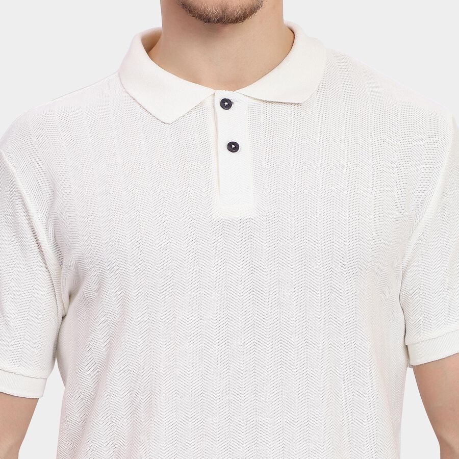Men's Collared Half Sleeves T-Shirt , Off White, large image number null