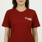 Women Rust Cotton Round Neck Casual T-Shirt, Rust, small