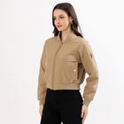 Women's Warm Beige Baseball Casual Bomber Jacket, गहरा पीला, small image number null