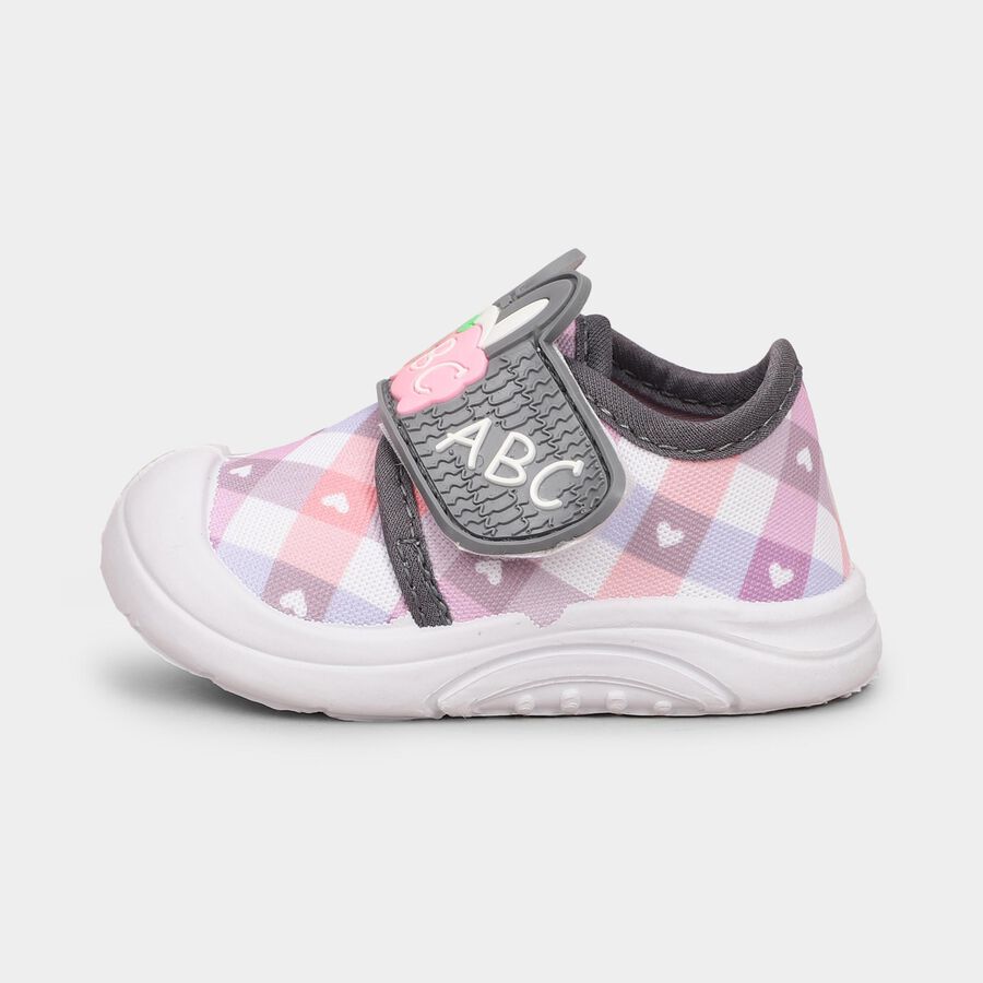 Girls Bright Pink Velcro Casual Shoes, गुलाबी, large