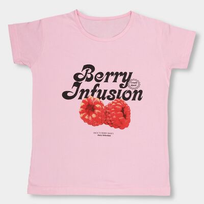 Girls' Light Pink Round Neck Casual T-Shirt