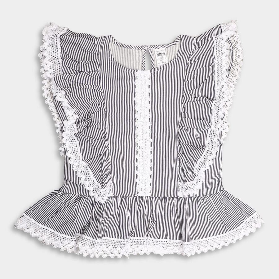 Girls' Blouse, Mid Blue, large image number null