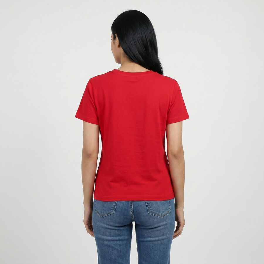 Women's Fuchsia Cotton Round Neck Regular T-Shirt, Fuchsia, large