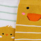 Infants Bright Yellow and White Regular Fit Printed Pack of 2 Socks, पीला, small image number null