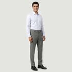 Men's Grey Slim Fit Flat-Front Formal Trousers, Light Grey, small