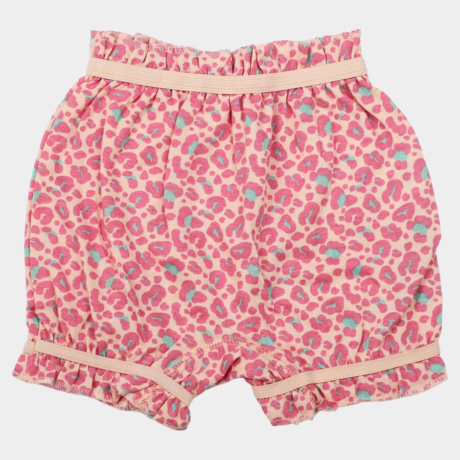 Girls Pink Regular Fit Printed Bloomer Shorts, Peach, large