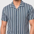 Men's Blue Camp Collar Casual Shirt, Mid Blue, small