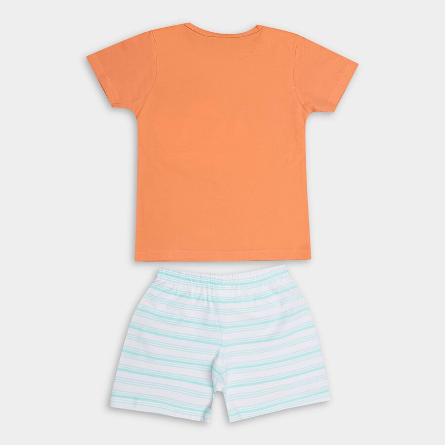 Infant Boys' 100% Cotton Boat Neck Baba Suit, Orange, large image number null