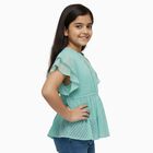 Girls Light Green Round Neck Casual T-Shirt, हल्का हरा, small