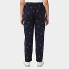 Girls' Navy Cotton Blend Solid Pyjama, Navy Blue, small