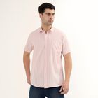 Men's Pale Powder Pink Cotton Half Sleeve Spread Collar Casual Shirt, Pink, small