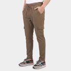 Men's Beige Slim Fit Cargo Jogger, गहरा पीला, small