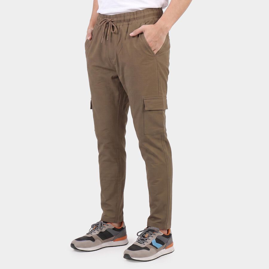 Men's Beige Slim Fit Cargo Jogger, गहरा पीला, large