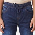 Boys' Navy Blue Straight Fit Washed Jeans, गहरा नीला, small