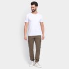 Men's Slim Fit Casual Trousers , Olive, small