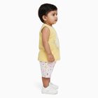 Infant Girl Bright Yellow Cotton Sleeveless Top and Floral Shorts Set, पीला, small image number null