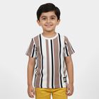 Boys Beige Crew Neck Casual T-Shirt, गहरा पीला, small