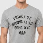 Men's Grey Round Neck Graphic Print Regular T-Shirt, Melange Mid Grey, small