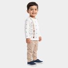 Infants' Beige Round Neck Printed Baba Suit, Beige, small