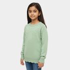 Girls' Mint Green Crew Neck Casual Pullover, Light Green, small image number null