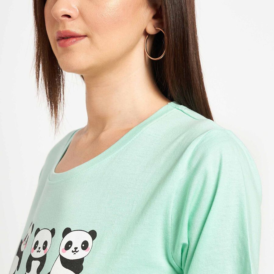 Cotton Round Neck T-Shirt, Light Green, large image number null