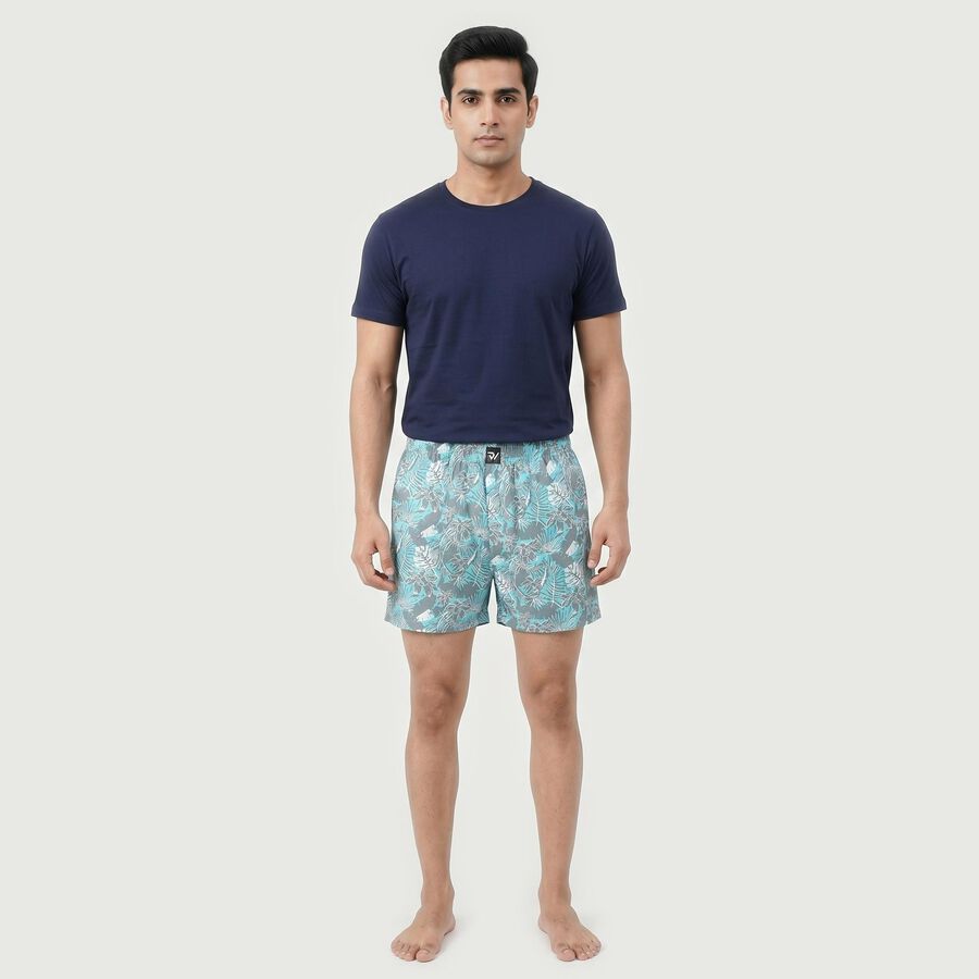 Men's Aqua Classic Fit Tropical Printed Boxers, Aqua, large
