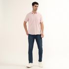 Men's Pale Powder Pink Cotton Half Sleeve Spread Collar Casual Shirt, Pink, small