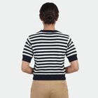Women's Navy Blue Cotton Mock Neck Classic Top, नेवी ब्लू, small