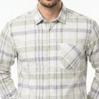 Men's White Cotton Long Sleeves Spread Collar Regular Fit Casual Shirt, सफ़ेद, small