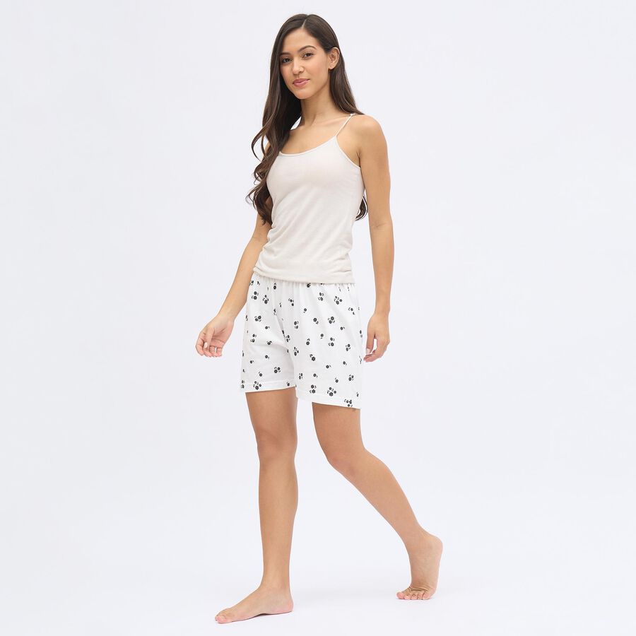 Women's Bright White Floral Printed Shorts, White, large image number null