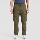 Men's Olive Green Slim Fit Cargo Trousers, Olive, small