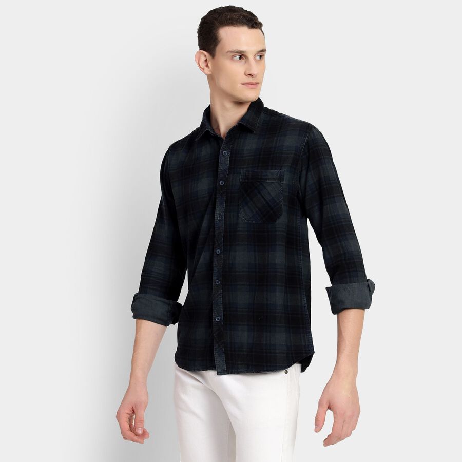 Men's 100% Cotton Casual Shirt, Mid Blue, large image number null