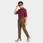 Boys' Olive Green Regular Fit Cargo Trousers, ओलिव, small