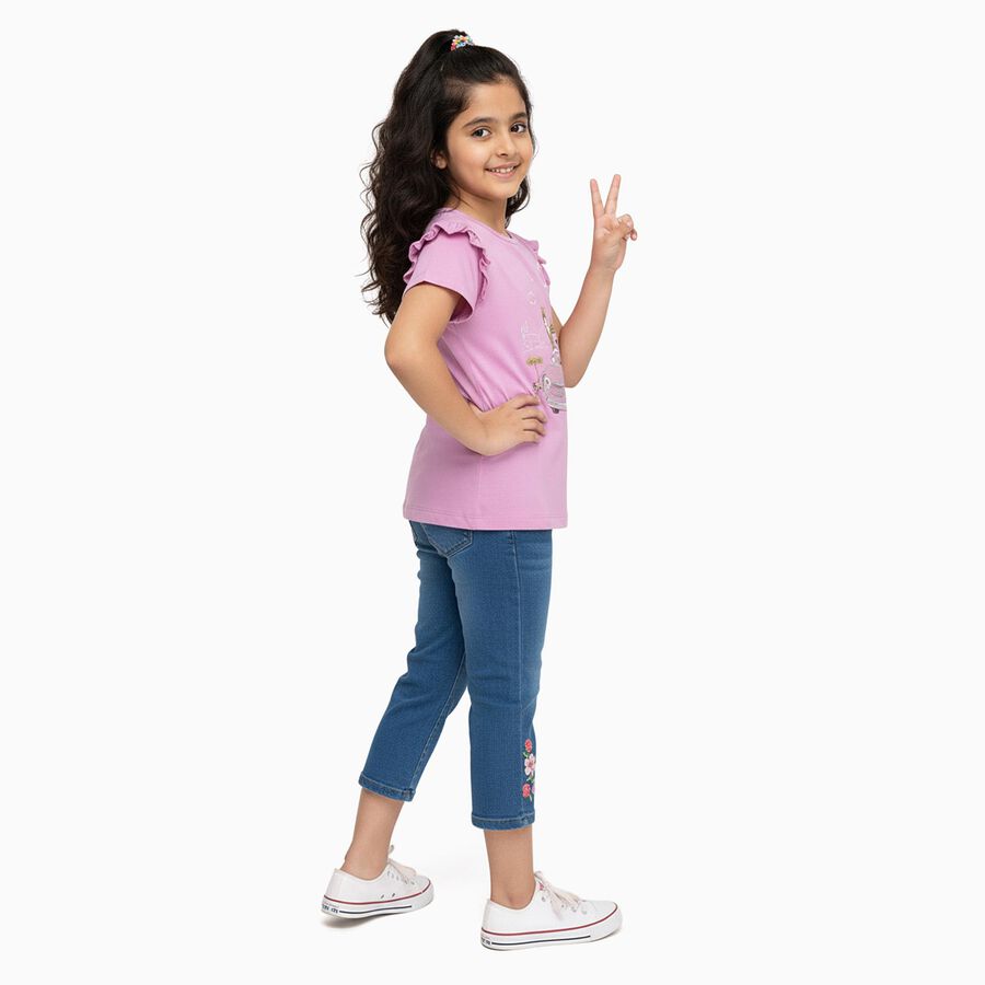 Girls' 100% Cotton T-Shirt, लाइलेक, large image number null