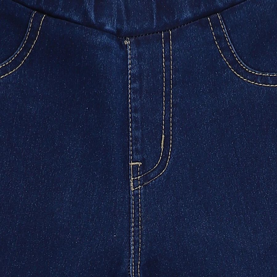 Girls' Deep Indigo Wide-Leg High Waist Jeans, गहरा नीला, large