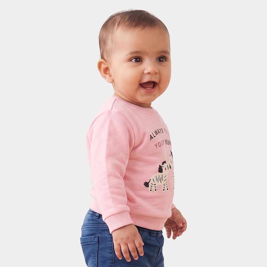 Infants' Pink Round Neck Pullover Sweatshirt, Pink, large