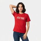 Women's Fuchsia Round Neck Regular T-Shirt, Fuchsia, small