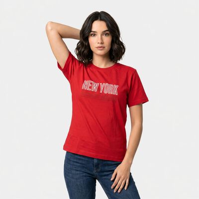 Women's Fuchsia Round Neck Regular T-Shirt