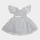 Girls' Soft Silver Floral Embroidered Party Wear Frock, Light Blue, small image number null