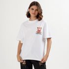 Women's White Cotton Round Neck Casual T-Shirt, सफ़ेद, small image number null