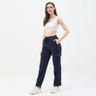 Women's Muted Graphite Grey Regular Fit Track Pants, Navy Blue, small