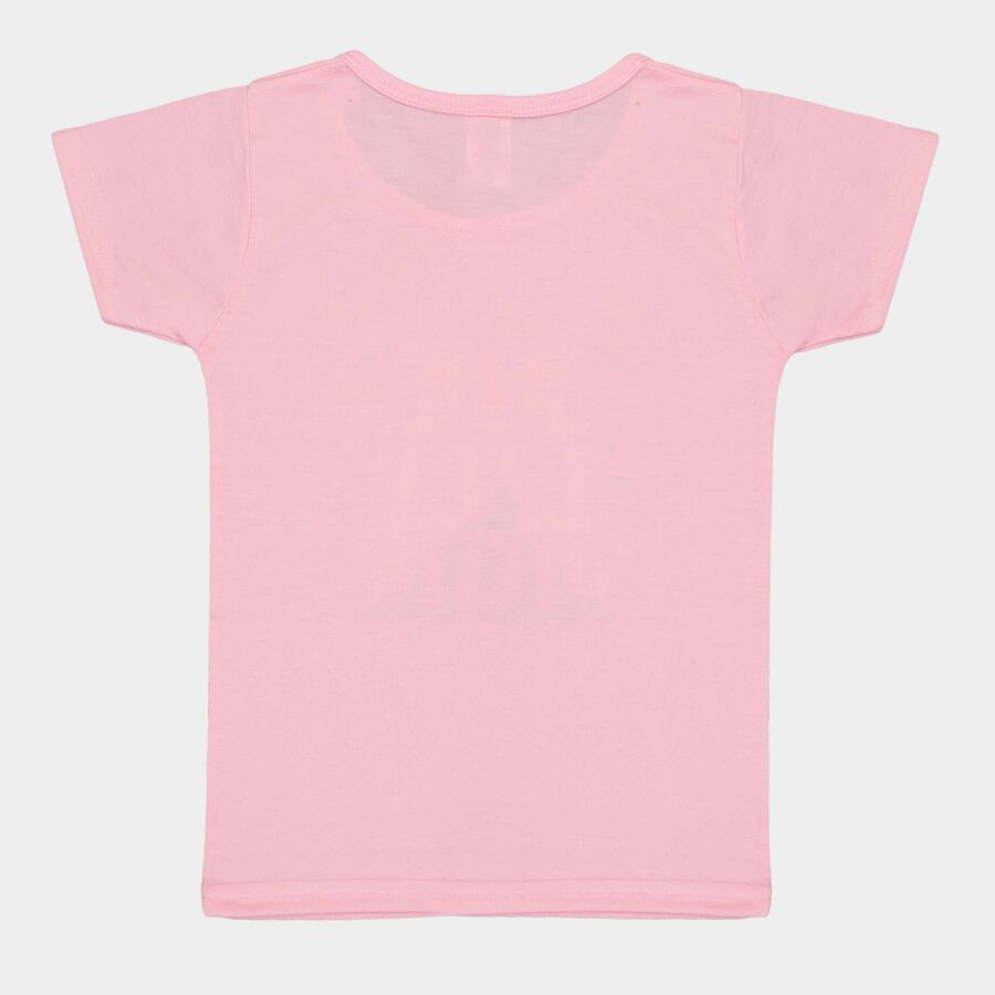 Girls Solid Short Sleeve T-Shirt, Pink, large image number null