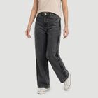 Women's Dark Grey Straight Fit Braided Side Tape Jeans, गहरा ग्रे, small